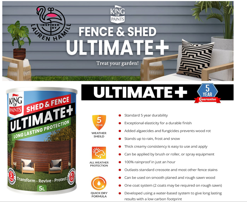 King of Paints fence and shed paints one coat